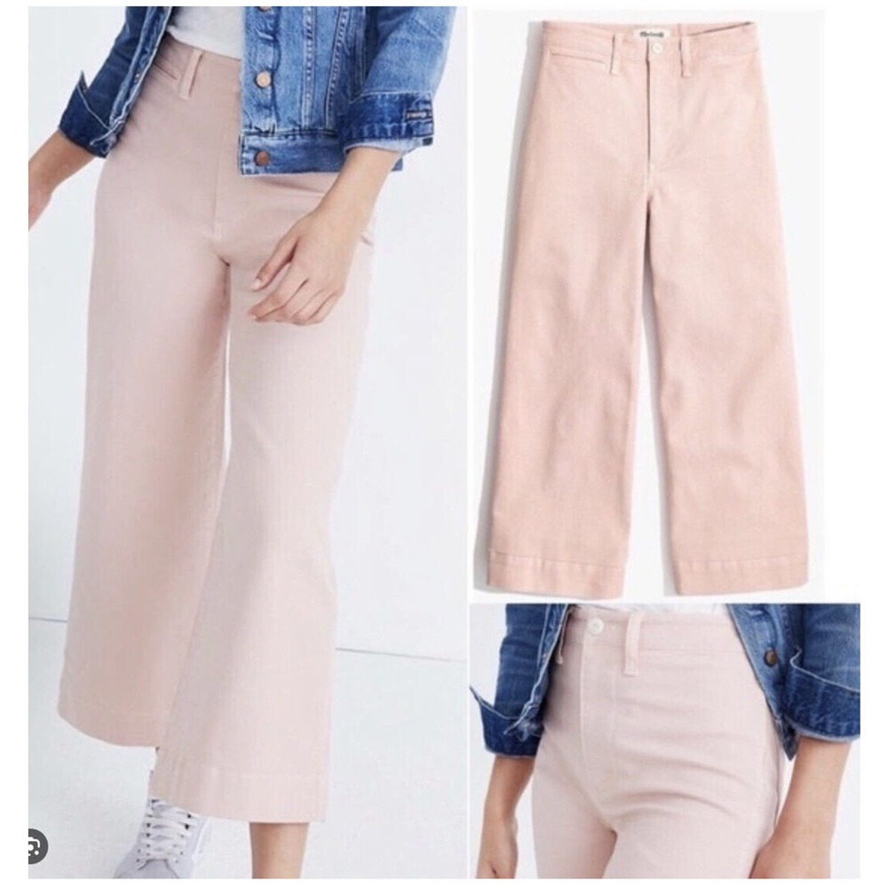 Madewell Emmett Wide Leg Crop Pants Womens 30 Pink Stretch Canvas